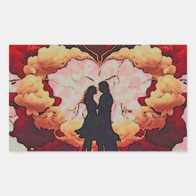 Pegatina Rectangular juntos para siempre (Anverso)