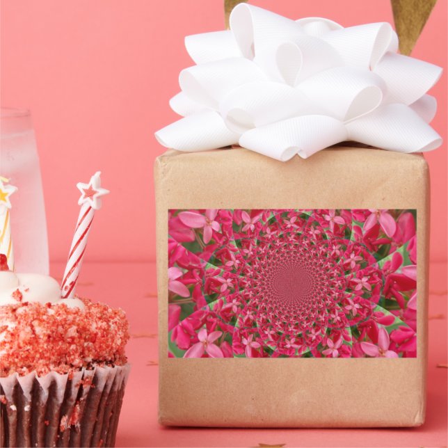 Pegatina Rectangular Kaleidoscope de Crimson: Arte de flores con leche  (Fiesta)