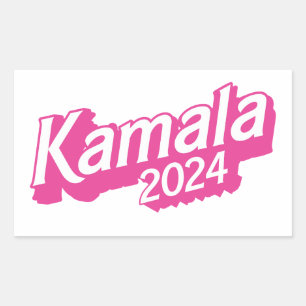Pegatina Rectangular Kamala 2024 de color rosa