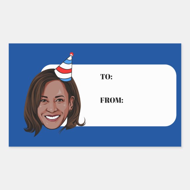 Pegatina Rectangular KAMALA HARRIS Cumpleaños (Anverso)