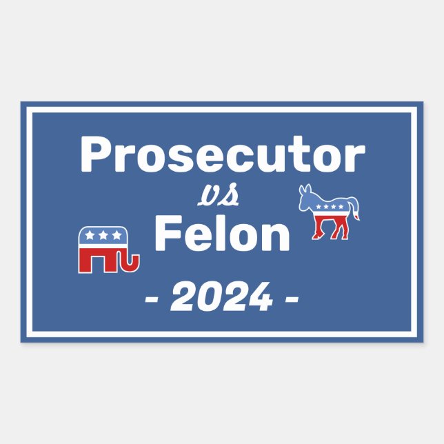 Pegatina Rectangular Kamala Harris Fiscal VS Felon (Anverso)