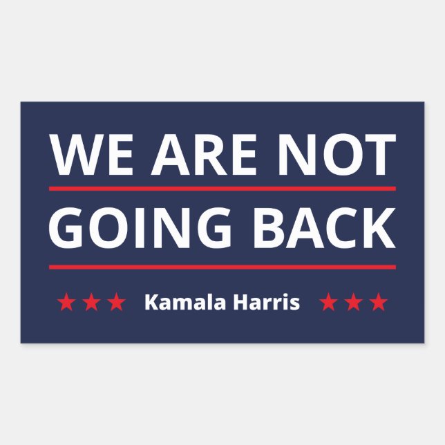 Pegatina Rectangular Kamala Harris - No volveremos II (Anverso)