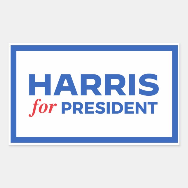 Pegatina Rectangular Kamala Harris por el presidente (Anverso)