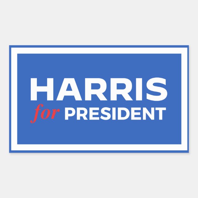 Pegatina Rectangular Kamala Harris por el presidente (Anverso)