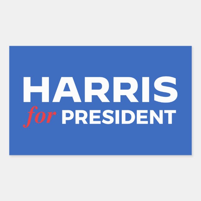 Pegatina Rectangular Kamala Harris por el presidente (Anverso)