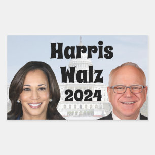 Pegatina Rectangular Kamala Harris y Tim Walz 2024