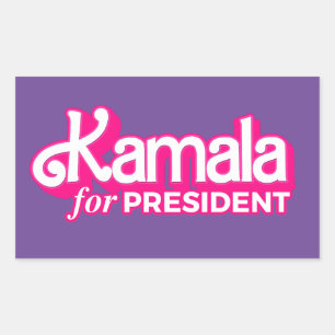 Pegatina Rectangular Kamala por el estilo rosado del presidente