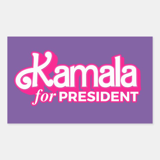 Pegatina Rectangular Kamala por el estilo rosado del presidente (Anverso)