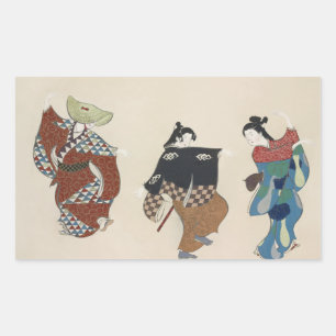 Pegatina Rectangular Kamisaka Sekka japón pintura tradicional vint