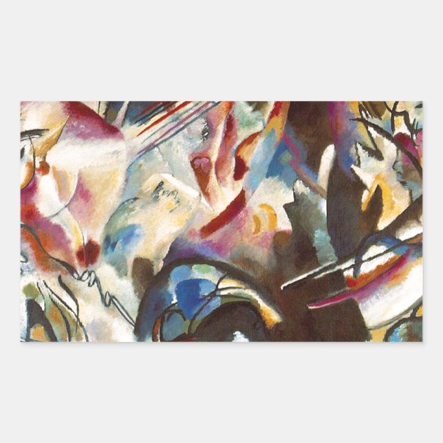 Pegatina Rectangular Kandinsky Composición VI Pintura abstracta (Anverso)