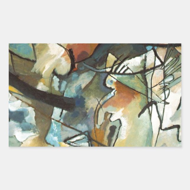 Pegatina Rectangular Kandinsky Composition V Pintura abstracta (Anverso)
