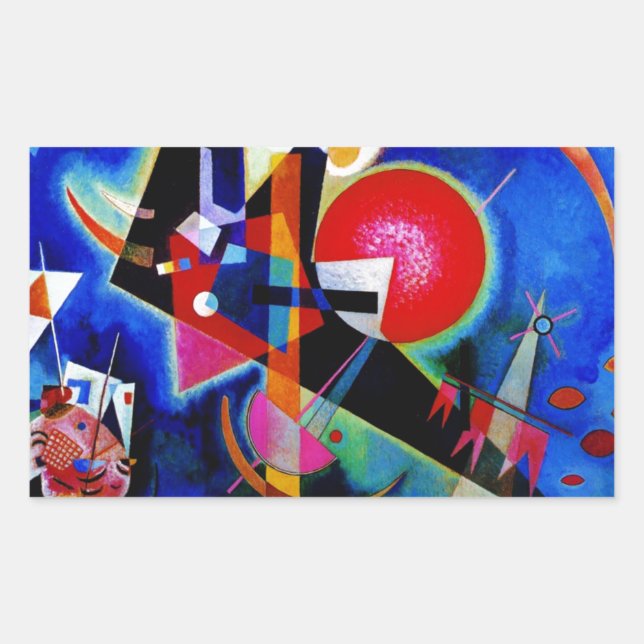 Pegatina Rectangular Kandinsky con pintura abstracta azul (Anverso)