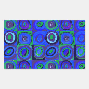 Pegatina Rectangular Kandinsky Farbstudie Blue Quadrate Square Circle