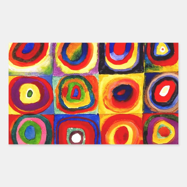 Pegatina Rectangular Kandinsky Farbstudie Quadrate Squares Círculos Art (Anverso)
