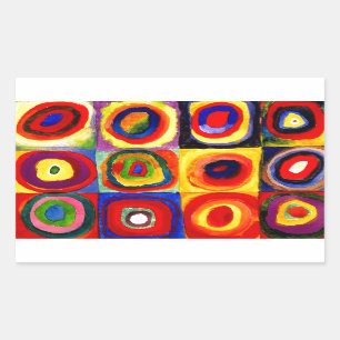 Pegatina Rectangular Kandinsky Farbstudie Quadrate Squares Círculos Art