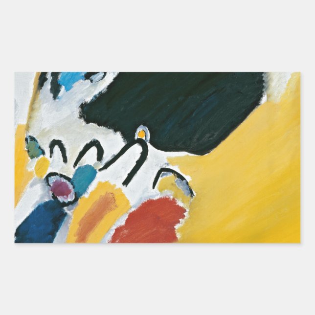 Pegatina Rectangular Kandinsky Impresión III Concierto Resumen Pintura (Anverso)