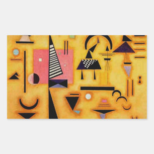 Pegatina Rectangular Kandinsky Resumen Formas Geométricas Rosa Decisiva