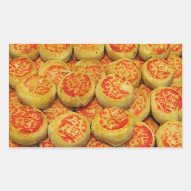 Pegatina Rectangular Kanom Pia ข น ม เ ปี๊ ย ~ Platos dulces asiáticos (Anverso)