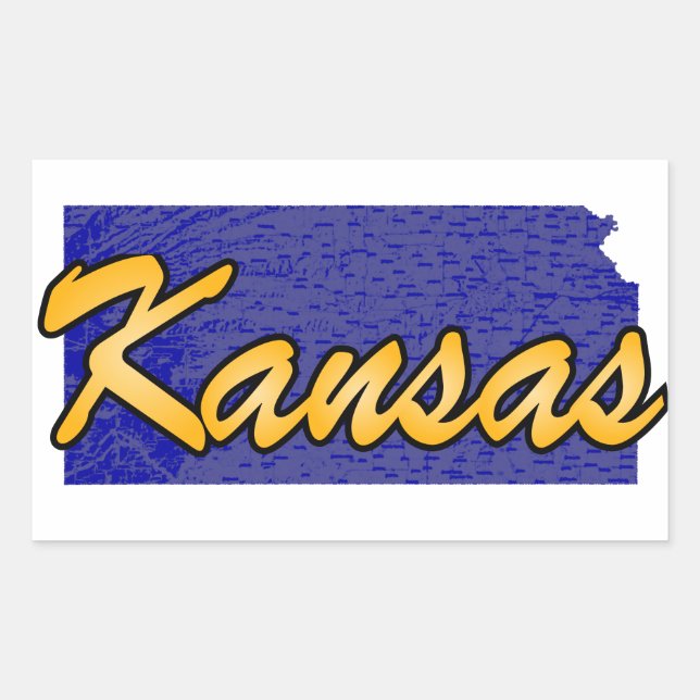Pegatina Rectangular Kansas (Anverso)
