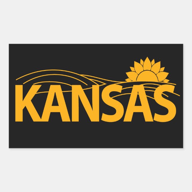 Pegatina Rectangular Kansas Estados Unidos de América (Anverso)
