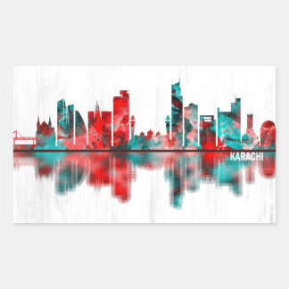 Pegatina Rectangular Karachi Skyline Pakistan