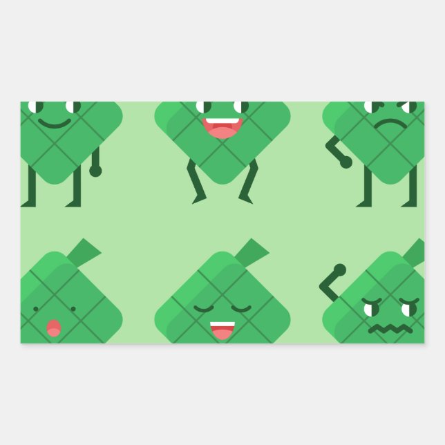 Pegatina Rectangular kawaii Ketupat (Anverso)