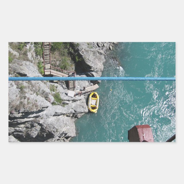 Pegatina Rectangular Kawarau Bridge Bungy POV, Queenstown, Nueva Zeland (Anverso)