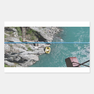 Pegatina Rectangular Kawarau Bridge Bungy POV, Queenstown, Nueva Zeland