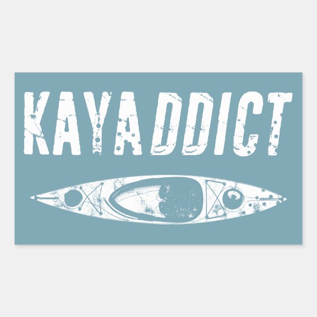 Pegatina Rectangular Kayak Addict (Anverso)