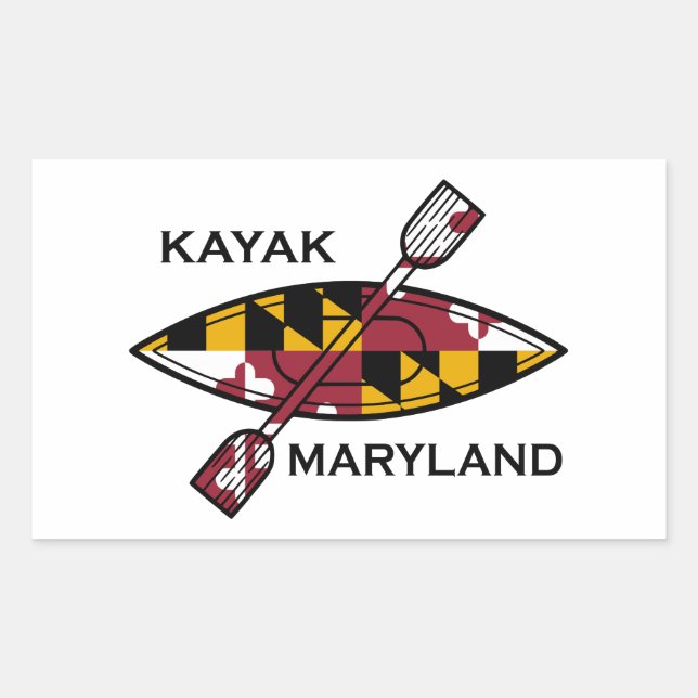 Pegatina Rectangular Kayak Maryland (Anverso)