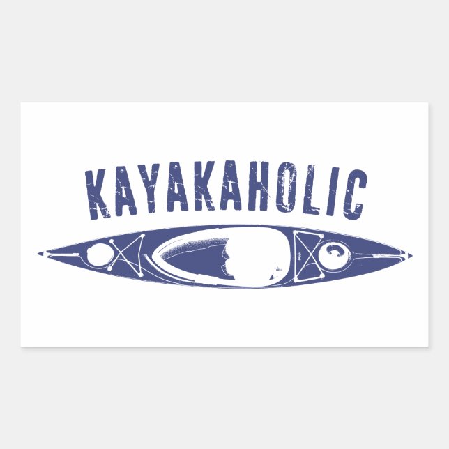 Pegatina Rectangular Kayakaholic (Anverso)