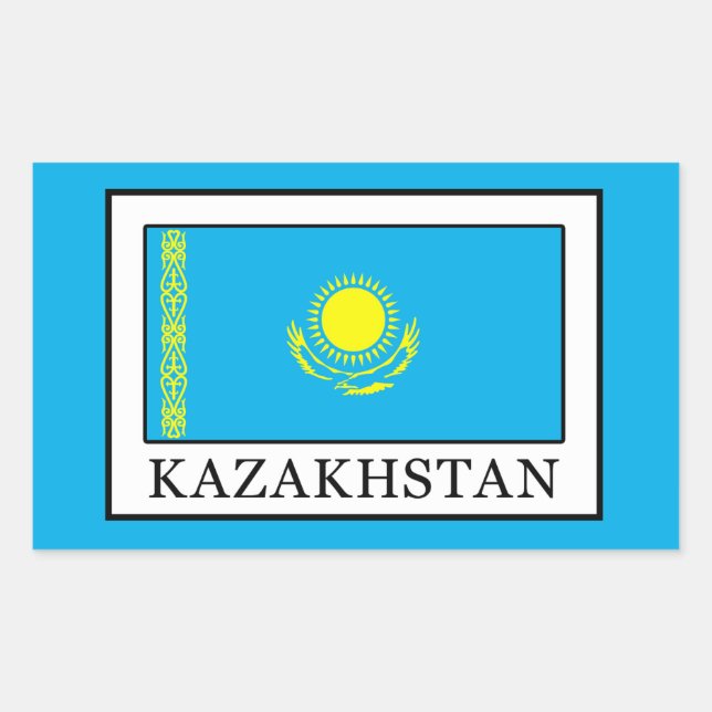 Pegatina Rectangular Kazajistán (Anverso)