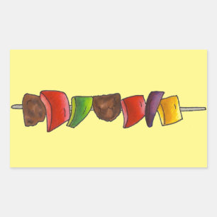 Pegatina Rectangular Kebab Street Meat Veggie Skewer