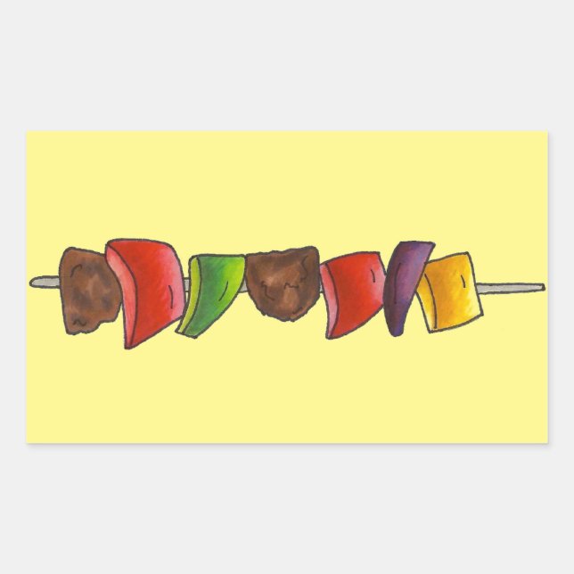 Pegatina Rectangular Kebab Street Meat Veggie Skewer (Anverso)