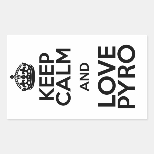 PEGATINA RECTANGULAR KEEP CALM AND LOVE PYRO (Anverso)