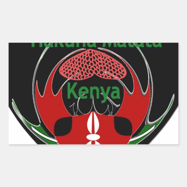 Pegatina Rectangular Kenia (Anverso)