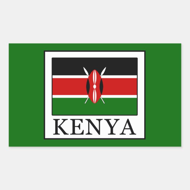 Pegatina Rectangular Kenia (Anverso)