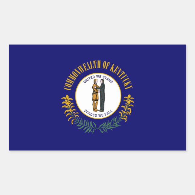 Pegatina Rectangular Kentucky: Commonwealth Bluegrass Bandera del estad (Anverso)