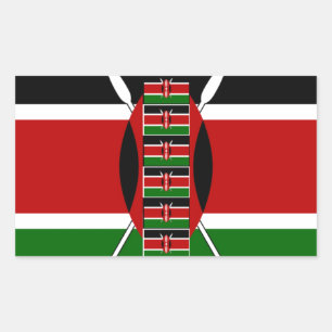 Pegatina Rectangular Kenya Seamless Flags Borde tramas de arte