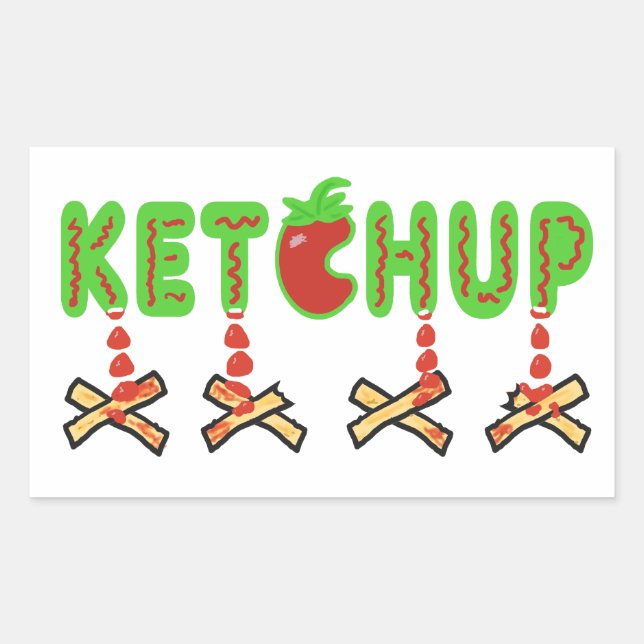 Pegatina Rectangular Ketchup y Fries (Anverso)