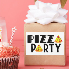 Pegatina Rectangular Kids Pizza Party Favor