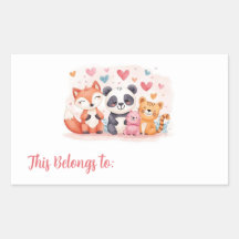 Kids Valentine Gift Labels | Cute Animal Stickers