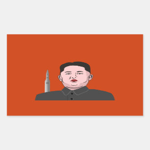 Pegatina Rectangular Kim Jong-un y misiles nucleares