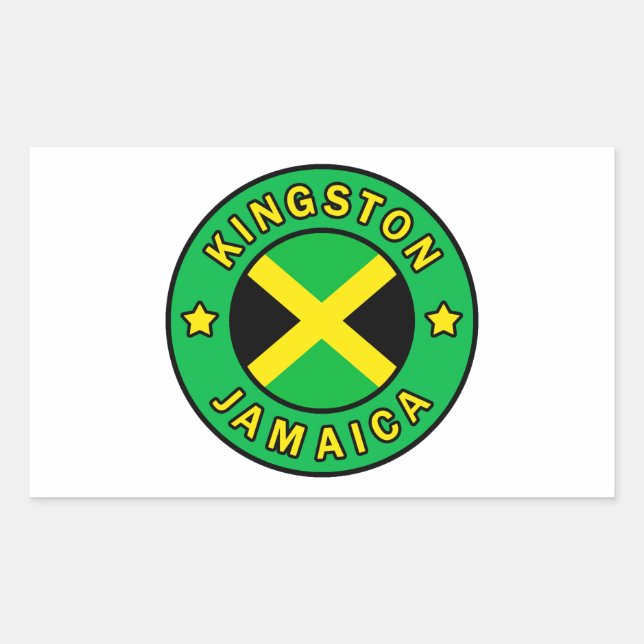 Pegatina Rectangular Kingston Jamaica (Anverso)