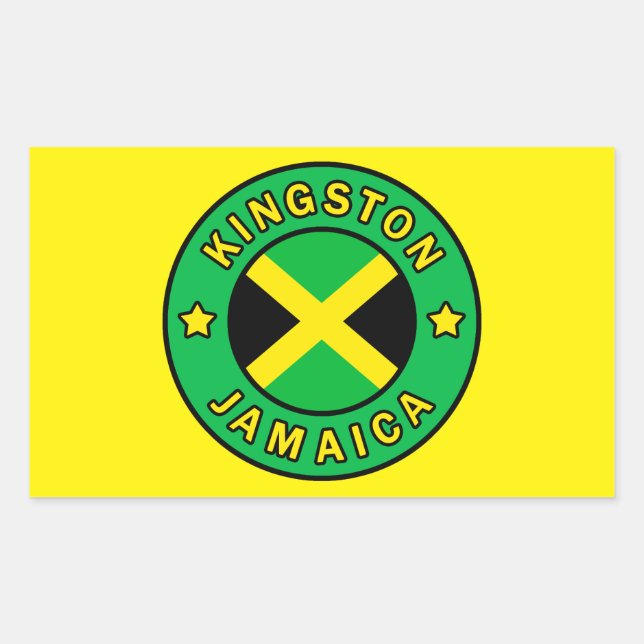 Pegatina Rectangular Kingston Jamaica (Anverso)