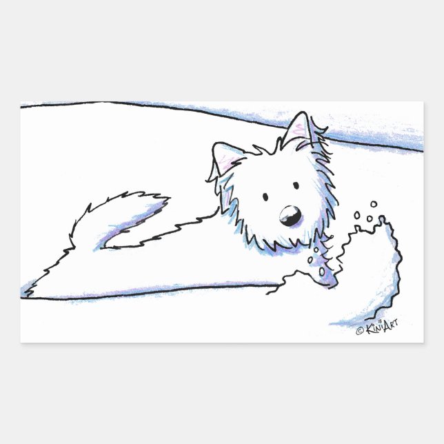 Pegatina Rectangular KiniArt Nieve Plow Westie (Anverso)