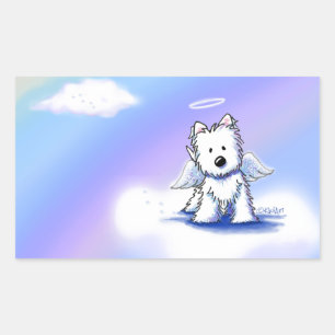 Pegatina Rectangular KiniArt Rainbow Bridge Westie