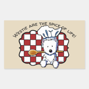 Pegatina Rectangular KiniArt Westie Chef
