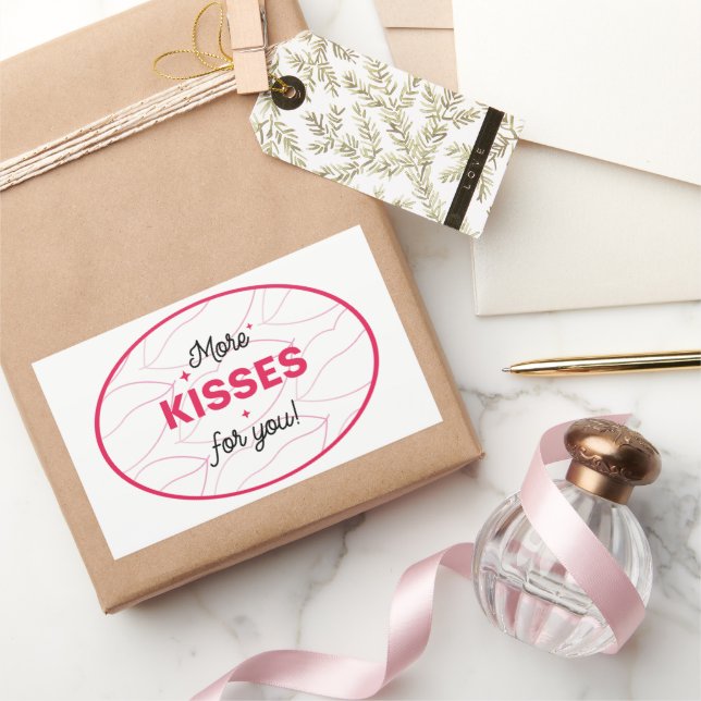 Pegatina Rectangular Kiss Pink Red Lips Romantic Love. (Regalar)