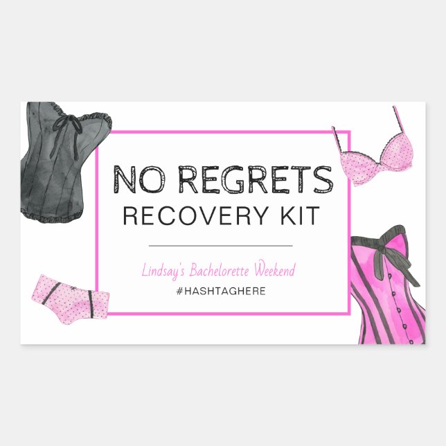 Pegatina Rectangular Kit de recuperación de Bachelorette No Regrets (Anverso)